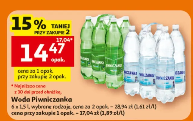 Woda Piwniczanka 6-pak 1,5 l promocja w Auchan