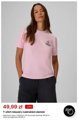 T-shirt relaxed z nadrukiem damski promocja w 4F