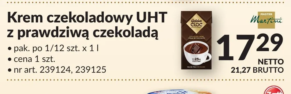 Krem czekoladowy UHT z prawdziwą czekoladą Master Martini promocja w Makro