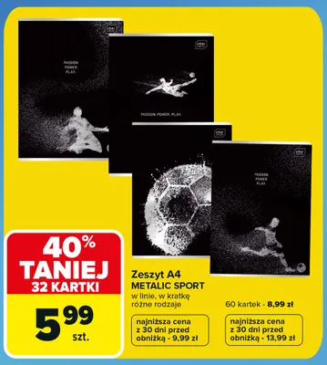 Zeszyt A4 w kratkę Metalic Sport Interdruk 60 kartek promocja w Carrefour