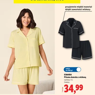 Piżama damska z wiskozą Esmara promocja w Lidl