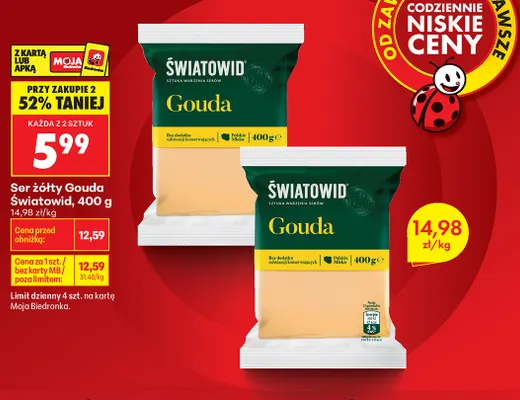 Ser żółty Gouda Światowid promocja w Biedronka