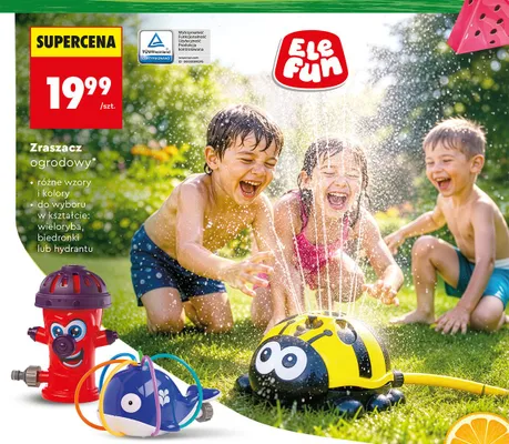 Zraszacz ogrodowy Elefun w kształcie biedronki promocja w Biedronka