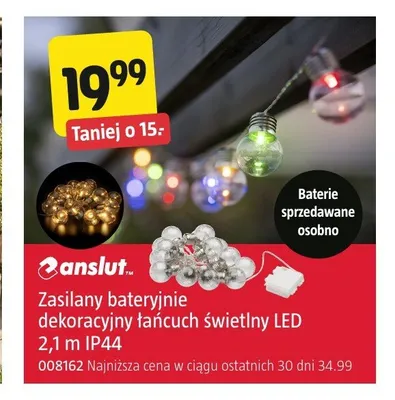 Zasilany bateryjnie dekoracyjny łańcuch świetlny LED Anslut promocja w Jula