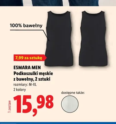 Podkoszulki męskie z bawełny czarne 2-pak promocja w Lidl