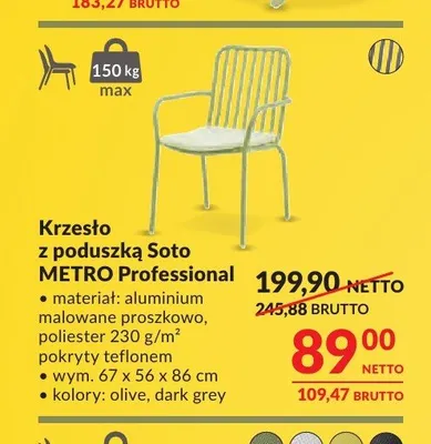 Krzesło z poduszką Soto METRO Professional promocja w Makro