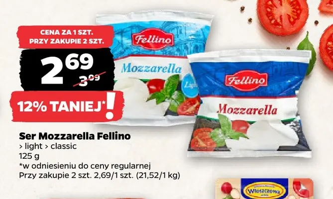 Ser Mozzarella classic Fellino promocja w Netto