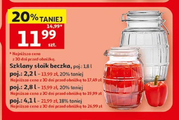 Szklany słoik beczka promocja w Auchan