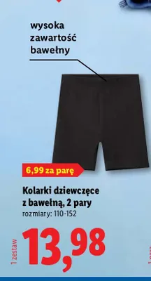 Kolarki dziewczęce z bawełną promocja w Lidl