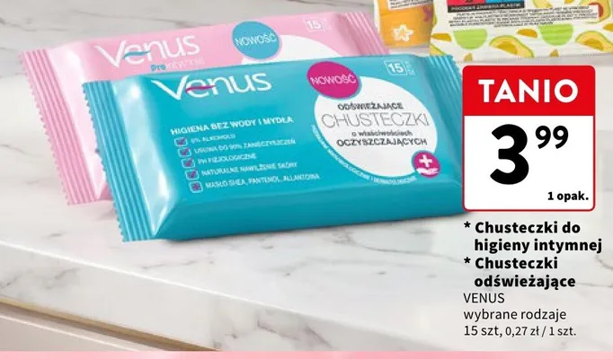 Chusteczki do higieny intymnej VENUS promocja w Intermarche