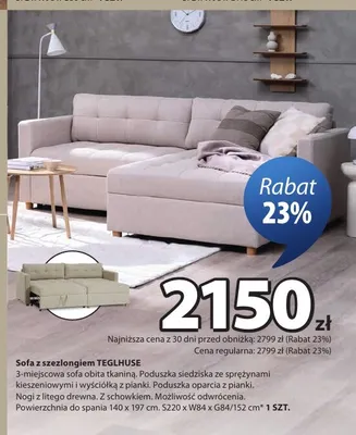 Sofa z szezlongiem Teglhuse promocja w Jysk