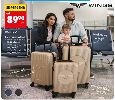 Walizka WINGS wym.: 75x48x29cm promocja w Biedronka