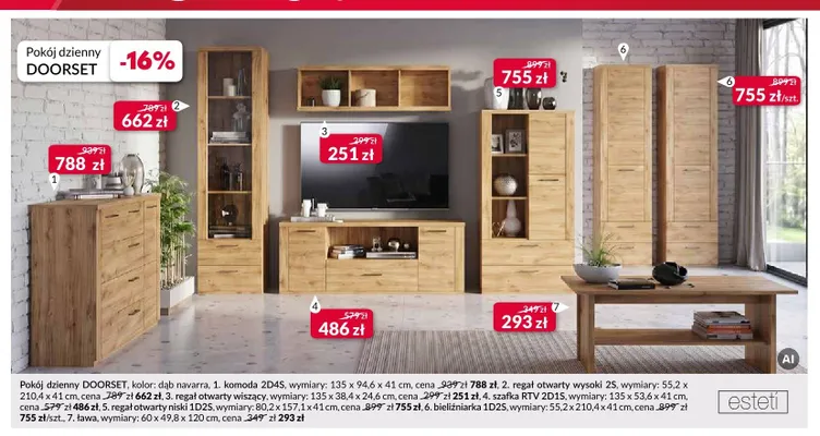 Regał otwarty niski Doorset 1D2S promocja w Salony Agata