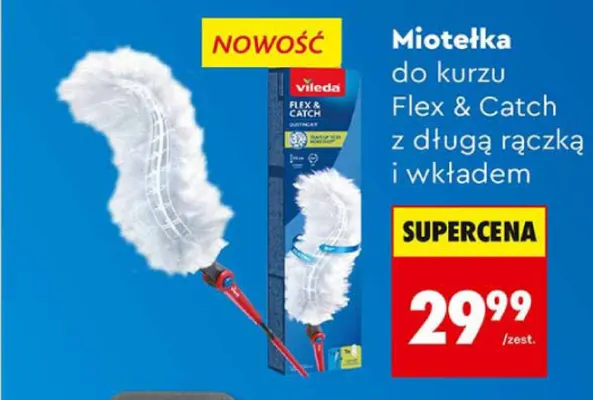Miotełka do kurzu Flex & Catch z długą rączką i wkładem Vileda promocja w Biedronka