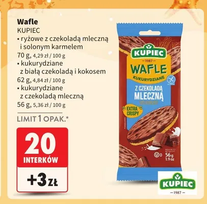 Wafle kukurydziane z białą czekoladą i kokosem KUPIEC promocja w Intermarche