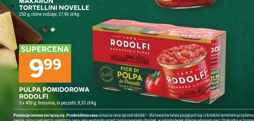 Pulpa pomidorowa Rodolfi in pezzetti 3-pak promocja w Stokrotka