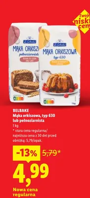 Mąka orkiszowa pełnoziarnista Belbake promocja w Lidl
