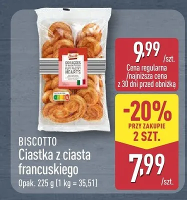 Ciastka z ciasta francuskiego Biscotto promocja w Aldi
