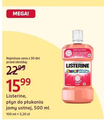 Listerine Smart Rinse płyn do płukania jamy ustnej promocja w Rossmann