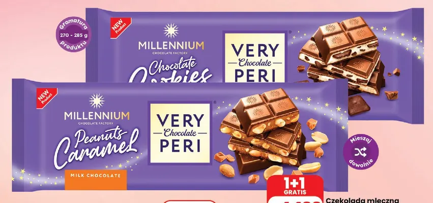 Czekolada mleczna Millennium Very Peri Peanuts Caramel promocja w Dino