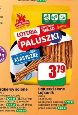 Paluszki słone klasyczne Lajkonik promocja w Dino