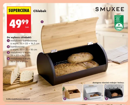 Chlebak bambusowy Smukee 30x21x18 cm promocja w Biedronka