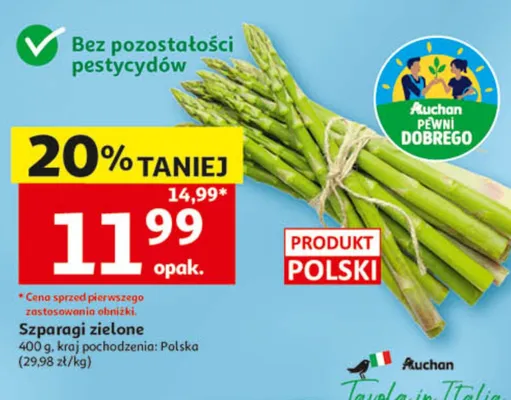 Szparagi zielone polskie promocja w Auchan