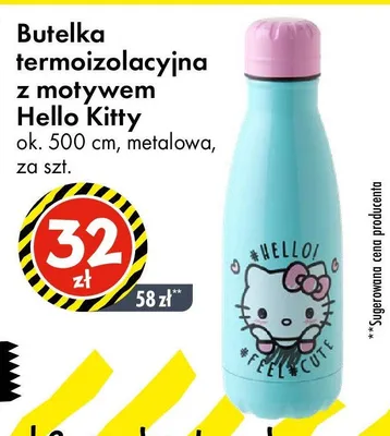 Butelka termoizolacyjna z motywem Hello Kitty ok. 500 cm, metalowa promocja w Tedi