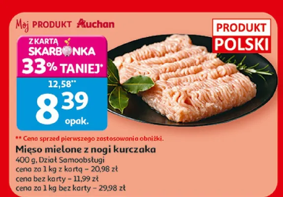 Mięso mielone z nogi kurczaka promocja w Auchan