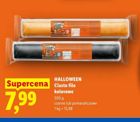 Ciasto filo kolorowe czarne Halloween promocja w Lidl