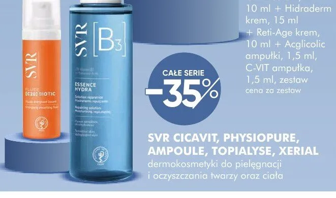 Dermokosmetyki do pielęgnacji i oczyszczania twarzy oraz ciała SVR CICAVIT, PHYSIOPURE, AMPOULE, TOPIALYSE, XERIAL promocja w Super-Pharm