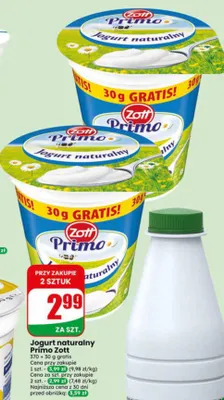 Jogurt naturalny Primo Zott 30g gratis promocja w Dino