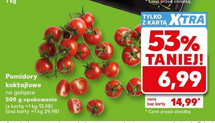 Pomidory koktajlowe na gałązce promocja w Kaufland