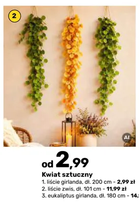 Kwiat sztuczny liście zwis promocja w Bricomarche