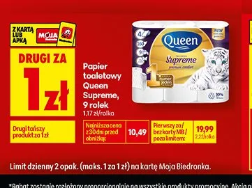Papier toaletowy Queen Supreme 9-pak promocja w Biedronka