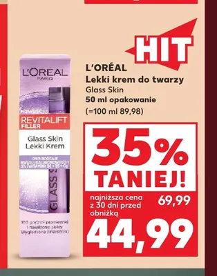 Lekki krem do twarzy Glass Skin L'Oréal promocja w Kaufland