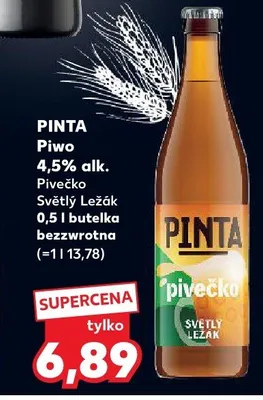 Piwo Pinta Pivečko Světlý Ležák 4,5% alk. promocja w Kaufland