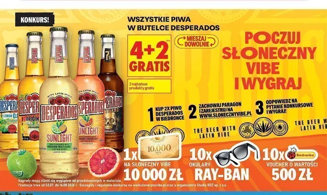 Piwo bezalkoholowe Desperados Lemon promocja w Biedronka