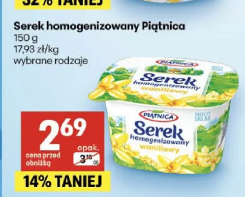 Serek homogenizowany Piątnica promocja w Delikatesy Centrum