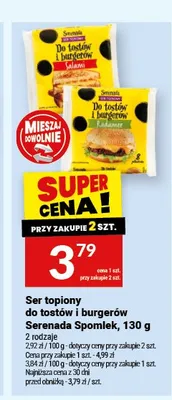Ser topiony do tostów i burgerów Serenada Spomlek 130g promocja w Twój Market