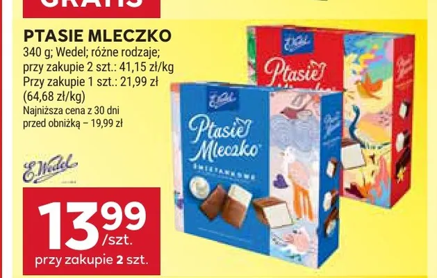 Ptasie Mleczko E.Wedel promocja w Stokrotka