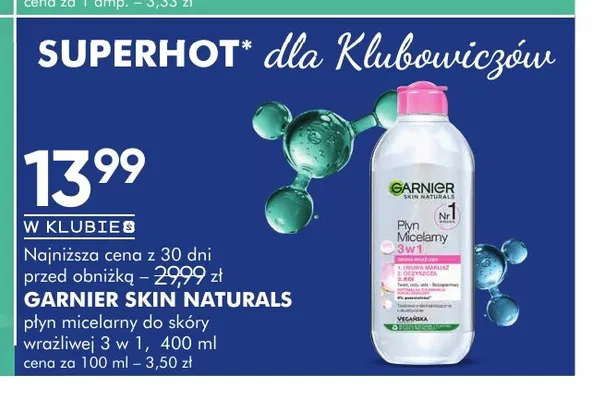 Płyn micelarny Garnier Skin Naturals 3w1 promocja w Super-Pharm