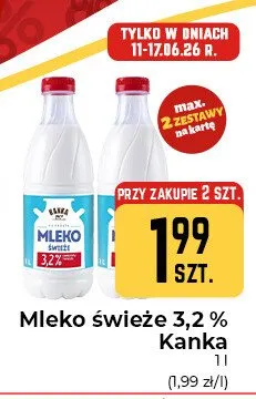Mleko świeże 3,2% Kanka promocja w Społem Częstochowa
