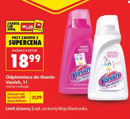 Odplamiacz do tkanin Vanish promocja w Biedronka