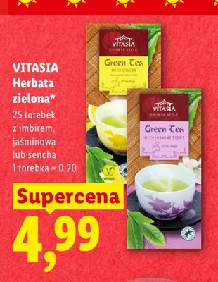 Herbata zielona z imbirem Vitasia promocja w Lidl
