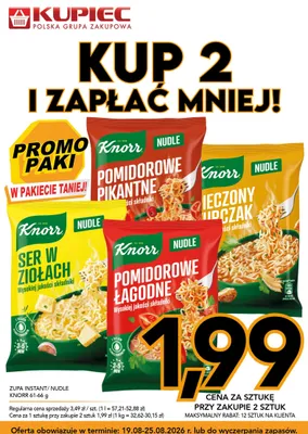 Zupa instant Nudle Knorr Pomidorowe Łagodne promocja w Kupiec