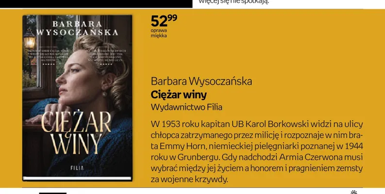 Książka Ciężar winy Barbara Wysoczańska oprawa miękka promocja w Empik