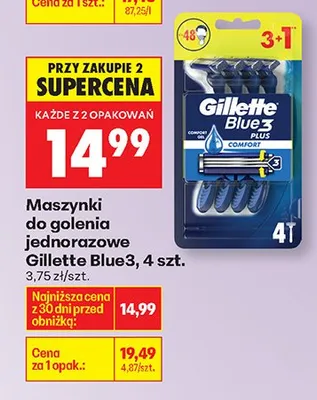 Maszynki do golenia jednorazowe Gillette Blue3 promocja w Biedronka