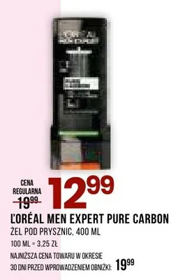 Żel L'OREAL MEN EXPERT PURE CARBON Żel do mycia twarzy, 400 ml promocja w Drogerie Natura