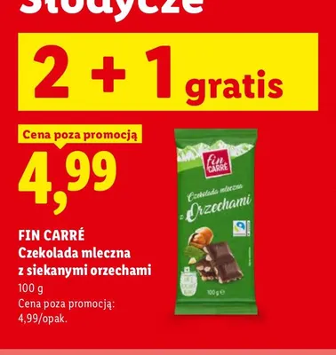 Czekolada mleczna z siekanymi orzechami Fin Carré promocja w Lidl